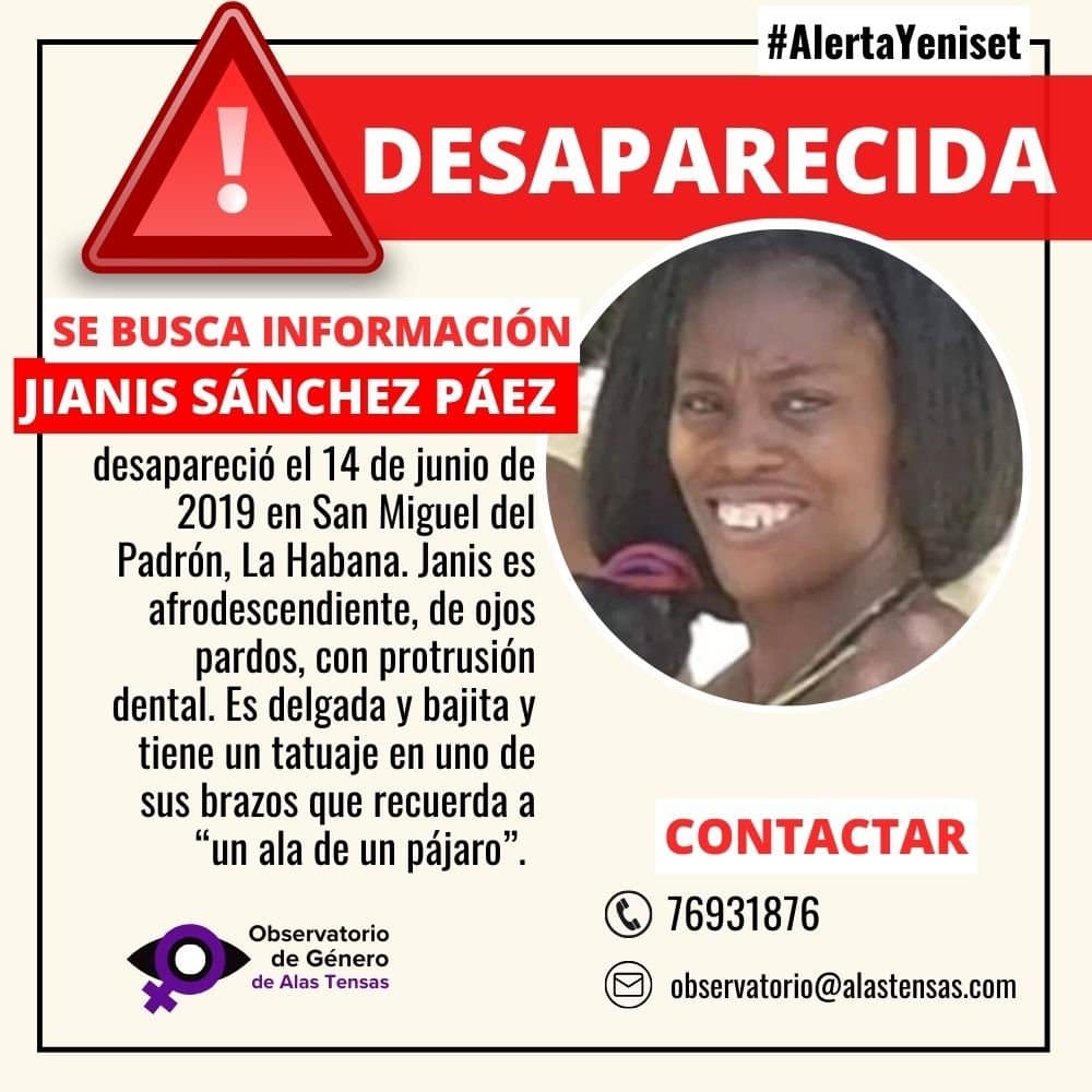 Jianis Sánchez Páez desaparecida en Cuba