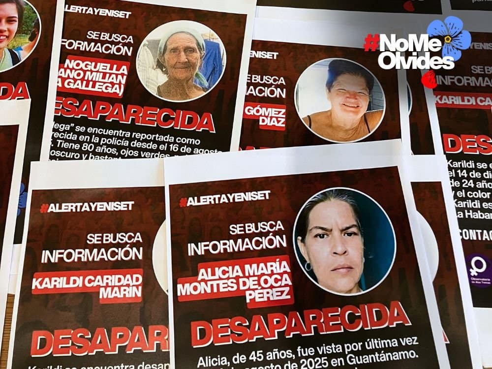 Carteles con alertas de personas desaparecidas en Cuba
