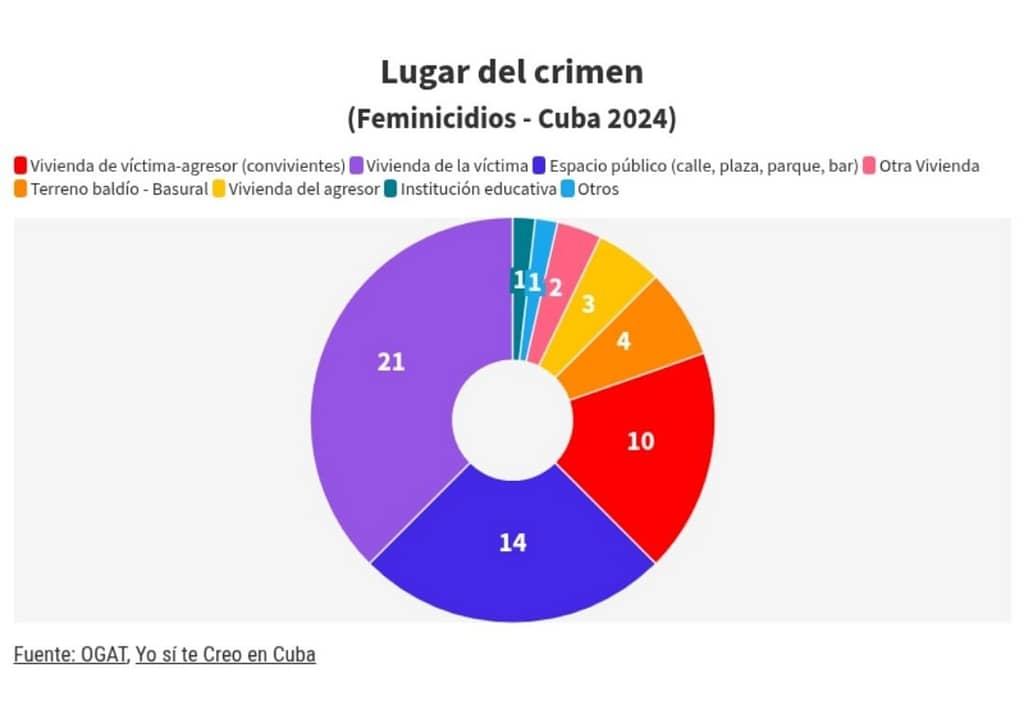 Gráfico de Informe Anual de OGAT sobre los lugares del crímenes en 2024