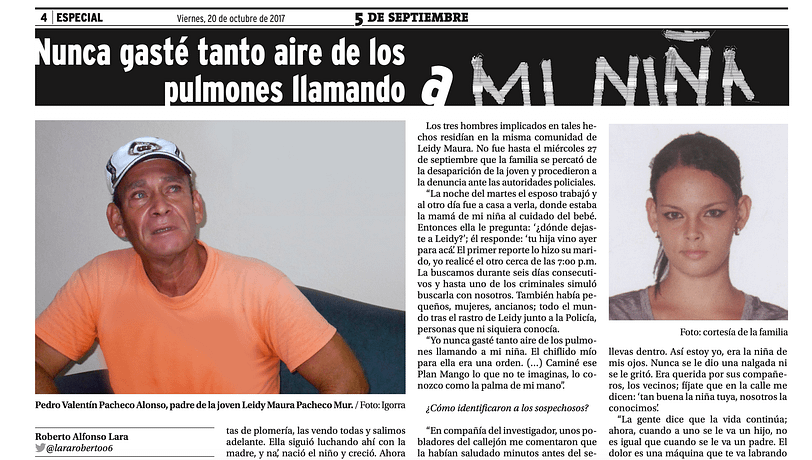 Captura del periodico oficial 5 de septiembre sobre feminicidio